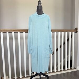 Lisa Bayne Ribbed Mock Neck Sweater Dress XL Minimalist Modest Lagenlook USA